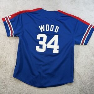 Vintage Chicago Cubs Kerry Wood Jersey Mens XL Blue #34 MLB Starter Button Mesh